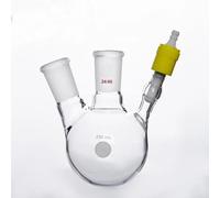 Flacon de réaction à deux cols, FLASK, RÉACTION, 2 COLS, Nouvelle vanne PTFE à vide élevé de 8 mm avec un trou d'aspiration, F16