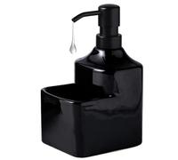 flacon de savon pour les mains Distributeur de savon en céramique avec porte-éponge 2 1 et seau rangement 473 ml for cuisine salle bain Distributeur à pompe(Black)