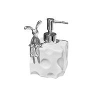 flacon de savon pour les mains Distributeur de savon for les mains en céramique 9 x 20 cm, simple pression, idéal for divers environnements, élégant Distributeur à pompe(Small Bunny)
