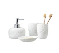 flacon de savon pour les mains Ensemble Distributeur De Savon Blanc, Accessoires Salle Bain En Céramique Avec Porte-brosse À Dents, Tasse Vaisselle For Appartement Hôtel Distributeur à pompe