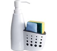 Flacon distributeur 2 en 1 pour détergent et éponge, blanc, plastique, 16x21 cm