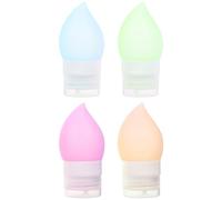 Flacon Distributeur de Lotion en Silicone 4 Pièces 60ml | Polypropylène, Étanche et Hermétique, Étiquettes à Coller, pour Cosmétiques, Format Pratique, Lot de Voyage Couleur Aléatoire