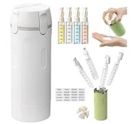Flacon Distributeur de Voyage 4 en 1, Récipients Portables Rechargeables Anti-fuites, Bouteilles de Voyage 4 en 1 avec Echelle et Etiquette, pour Shampooing, Lotion, Baume et Crème (Blanc)