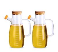 Flacon distributeur d'huile en verre borosilicate avec échelle et poignée, pichet étanche pour vinaigre et huile, parfait pour la cuisine