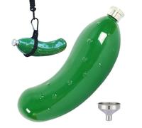 Flacon En Acier Inoxydable En Forme De Concombres - Bouteille De 150 Ml Pour Les Voyages | Inclut Un Entonnoir Et Un mousquetons, Flacons Légers Pour Camping, Randonnée, Pêche, Fêtes En Plein Air