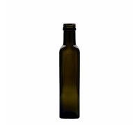 Flacon en verre 250 ml « Marasca », carré, vert antique, ouverture : PP 31,5