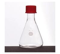 Flacon Erlenmeyer en verre borosilicate à paroi épaisse avec bouteille triangulaire filetée externe et joint PTFE - Compatible GL25 mm/GL32 mm