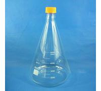 Flacon Erlenmeyer en verre borosilicate de 500 ml à 5000 ml avec bouchon à vis GL45 - Flacon de réactif gradué for utilisation en laboratoire(5000ml)