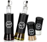 Flacon Huile Vinaigre - Vilde - 4 pièces - Verre - Noir mat
