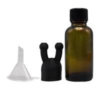 Flacon inhalateur en verre ambré 30 mL, capuchon d’inhalation à double orifice, mini flacon rechargeable avec entonnoir, inhalateur nasal portable pour détente et sommeil