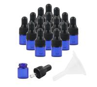 Flacon liquide vide avec pipettes en verre réutilisable de 1 à 2 ml Distributeur de voyage Vacances Cosmétique Récipient de bain Gel Lotion Aromathérapie Bleu 1 ml