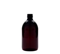 Flacon médical PET 500 ml, brun, plastique, ouverture : PP 28