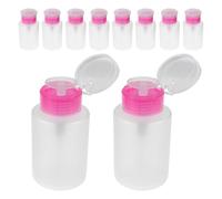 Flacon Presse-manucure Vide 150ml en Plastique, Lot de 10 | Rose, Corps Transparent, Dosage Précis, pour Liquide Manucure et Démaquillant en Voyage