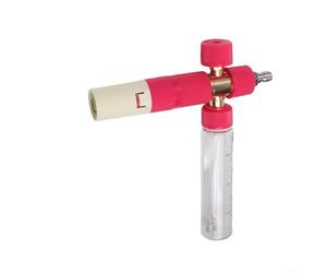 Flacon pulvérisateur en mousse transparente avec interface de connexion rapide 1/4 pour nettoyeur haute pression tâches de nettoyage de voiture en plastique et métal, design moussant efficace (rouge)