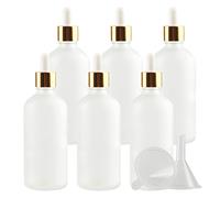 Flacon pulvérisateur en Plastique, 6 pièces, 100 ML, Vide, Transparent, givré, Compte-Gouttes avec Pipette dorée, pour huiles essentielles, cosmétiques de Voyage, conten