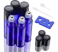 Flacon Roll On Vide 10ml 6pcs Roll On Huile Essentielle Vide Bouteil Verre Flacon Roller Rechargeable Avec Bille En Acier Inoxydable Pour Parfums Aromathérapie Massage Voyage(Bleu