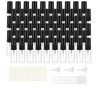 Flacon Spray Vide, Vaporisateur Parfum, 60 Pièces 3ml Mini Bouteille Spray Verre, Flacon Pulvérisateur avec Entonnoirs et Pipettes, Réutilisables Flacon Vaporisateur pour Voyages
