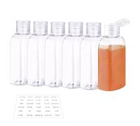 Flacon Voyage 3.4oz/100ml, Plastique Transparent Kit Voyage Avion avec étiquette,Flacon avec Flip Cap Vide Set,pour Cosmétiques, Lotion, Shampoing, Gel Douche (6 Pièces)