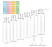 Flacon Voyage Avion, Romon 6Pcs 100ml Vides en Plastique Transparent Kit Voyage Avion avec 2 Entonnoirs & 24 étiquettes Voyage