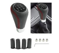 Flaconi Pommeau de Vitesse de Voiture,Pommeaux de Leviers de Vitesse,5 Vitesse Pommeau Vitesse,Pommeau Levier de Vitesse,Auto Pommeau de Levier avec 4 Adaptateurs (Rouge)