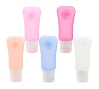 Flacons 89ml en Silicone Lot de 5 avec Ventouse pour Maquillage | Remplissables, Pompe à Vis, Légers et Faciles à Nettoyer, Contenants pour Gel Bain et Shampoing Couleur Aléatoire