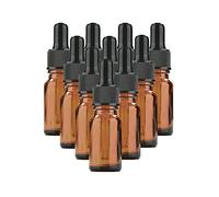 Flacons compte-gouttes en verre ambré avec bouchons noirs, 10 ml, pour huiles essentielles, 10 pièces