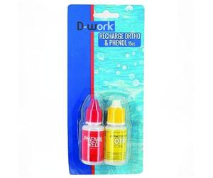Flacons de Recharge Ortho et Phénol 15 ML - pour Trousse pH/Brome/Chlore - Efficace et Pratique - D-Work