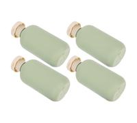 Flacons de Shampoing Vides 200ml en Plastique Vert, Lot de 4 | Bouchon à Clapet, Large Embouchure, Réutilisables pour Lotion et Shampoing, Format Voyage 6,8 Oz