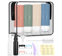 Flacons de Voyage en Silicone 100ml, Bouteille de voyage réutilisable,16 pièces Ensemble de Flacons,Anti-Fuite,Flacon Voyage,Contenant Voyage pour shampoing, gel douche, produits de soins de la peau