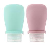 Flacons de Voyage Lot de 2 60ml, en Silicone, Anti-fuite | Remplissage Facile, pour Sérum Capillaire et Crèmes, Valise Cabine, Casier Bureau, Format Compact