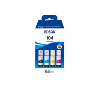 Flacons d'encres noir, jaune, cyan, magenta série 104 Epson Ecotank (Pack de 4)