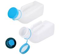 Flacons pour urine pour hommes， Lot de 2 urinoirs for hommes avec couvercle phosphorescent, bouteille 1000 ml bouchon à vis vert anti-fuites(2 PACK)