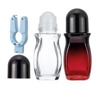Flacons Roll-On 50ml pour Déodorant DIY, 2 Pièces en Verre avec Bille Applicatrice + Ouvre-Bouteille Multifonction pour Huiles Essentielles, Parfum, Cosmétiques, Crème Solaire et Hydratante
