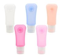Flacons Secondaires de Maquillage 89ml en Silicone, Lot 5 Pièces | Fixation par Ventouse, Pompe à Vis, pour Shampooing et Lotion, Voyage, Sport, Liquides, sans Fuite Couleur Aléatoire