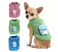 FLAdorepet Lot de 3 vêtements d'hiver en polaire chaude pour chien tasse de thé, pour chihuahua, yorkshire, chiots, mini chiens, nouveau-nés ou chats (taille 2XS, dinosaure mignon, pour 0,5 à 0,9 kg)