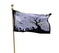 Flag Chat d'automne, pastel gothique, silhouette d'arbre, toiles | d'araignée violettes Pavillon Jardin 3x5 FT LéGer Bannière personnalisée 2 œIllets Drapeau Double Face Anniversaires