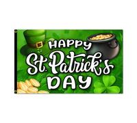 Flag Happy Saint-Patrick Décoration Drapeau Décoratifs Garden Flag Pour Bar Célébrations Patio 3X5Ft