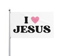 Flag J'Aime Jésus Décoration Garden Flag Double Face Drapeau Pour Saisonnière Patio Événements Sportifs 3X5Ft