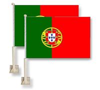 Flag King Portugal Drapeau pour fenêtre de Voiture 28 x 40 cm 100% Polyester Blanc Solide