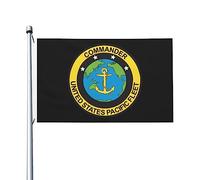 Flag La Vie Marine Du Commandant De La Flotte Américaine Du Pacifique Weather Resistant Drapeau Pirate Couture Double Face Drapeaux Pour Home Patio Saisonnière 3X5Ft