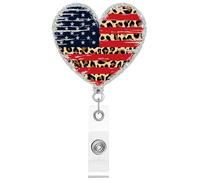 Flag Lapel Pin - 4th of July Acrylic Pendant, Retractable Identification Card Holder | Patriotic Badge Reel Decoration, Uniques Celebration Souvenir, Elegant Jewelry Collectible Gift Idea for Nurse