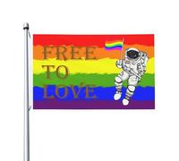 Flag Lgtb Rainbow Astronaute Amour Libre Décoratifs Drapeaux Weather Resistant Bannière Pour Four Seasons Patio Intérieur 3X5Ft