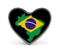 Flag Map of Brazil Brooch Pins Heart Badge Collar Lapel Pins Dress Coat Accessories for Women Men