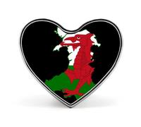 Flag Map of Wales Brooch Pins Heart Badge Collar Lapel Pins Dress Coat Accessories for Women Men