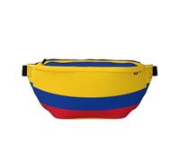 Flag of Colombia Sac banane polyvalent pour homme et femme avec poches zippées, idéal pour les voyages, la course à pied, noir, taille unique