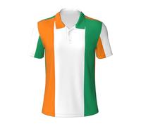 Flag of Cote d'Ivoire Polo en coton à manches courtes pour homme Style décontracté Col classique, Noir , 3XL