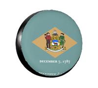 Flag Of Delaware Housse de pneu de 35,6 à 43,2 cm de diamètre pour remorque, voiture, camion, PVC étanche à l'eau et à la poussière