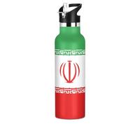 Flag of Iran - Bouteille d'eau anti-fuite sans BPA avec couvercle à paille à double paroi isolée sous vide pour le sport, les voyages et l'école - Vert et rouge - 591 ml
