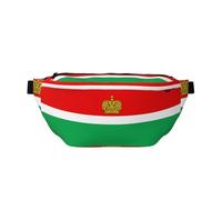 Flag of Kaluga Sac banane polyvalent pour homme et femme avec poches zippées, idéal pour les voyages, la course à pied, noir, taille unique