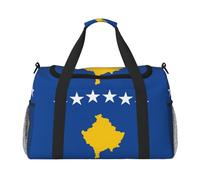 Flag Of Kosovo Sac de voyage pliable pour escapades de w nd, voyages spontanés, noir, taille unique, Noir/blanc, One Size